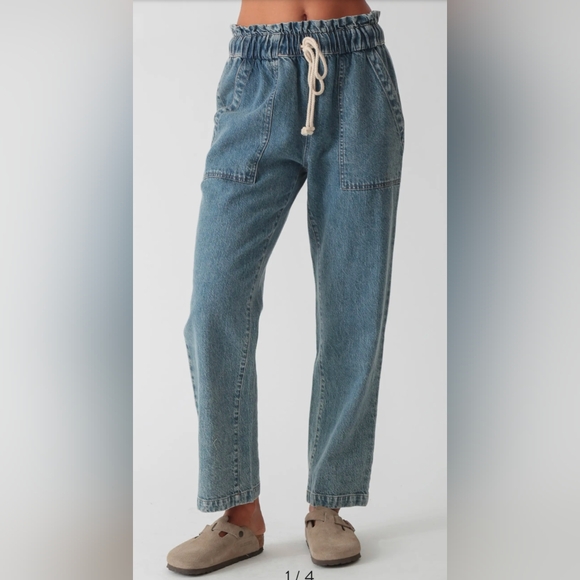 Electric & Rose Nwt Drawstring Denim Pants Sz L - Picture 1 of 7